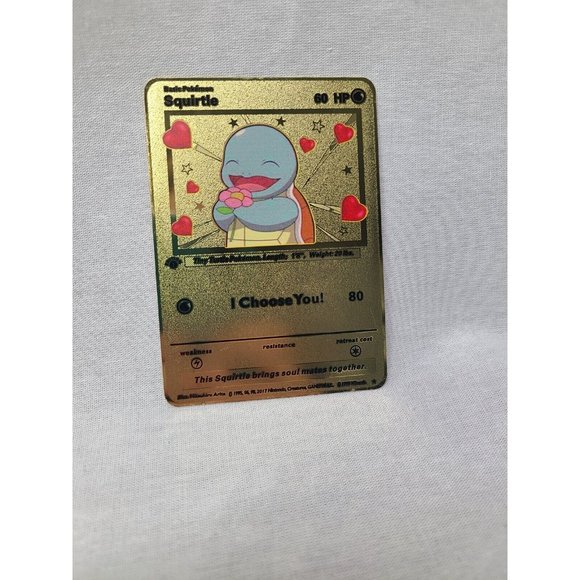 Squirtle I Choose You Love Heart Valentine Gold Metal Card- Brand new - Picture 3 of 4